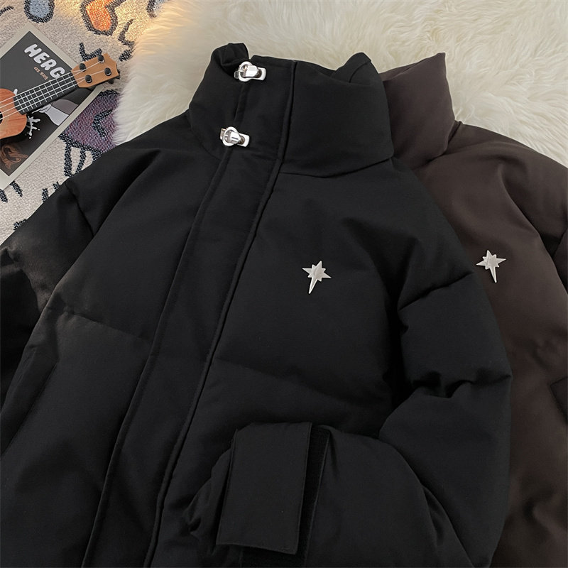 New winter style Hong Kong style Japanese style retro vibe trendy brand stand collar warm cotton coat bread suit