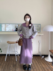 Wool knitted jacket women's new sweet age-reducing design love button long-sleeved top