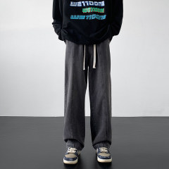 Spring washed distressed jeans American high street retro loose straight jeans