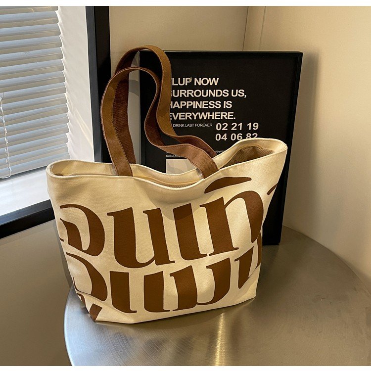 Cross-border canvas bag women's bag 2024 new fashion canvas shoulder handbag student class commuting tote bag
