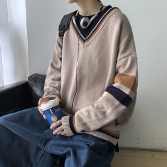 Hong Kong style sweater V-neck long-sleeved sweater JK loose jacket couple lazy style unisex