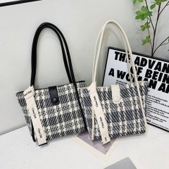 Small fresh and fashionable popular underarm large bag for women new style large capacity shoulder bag plaid tote bag