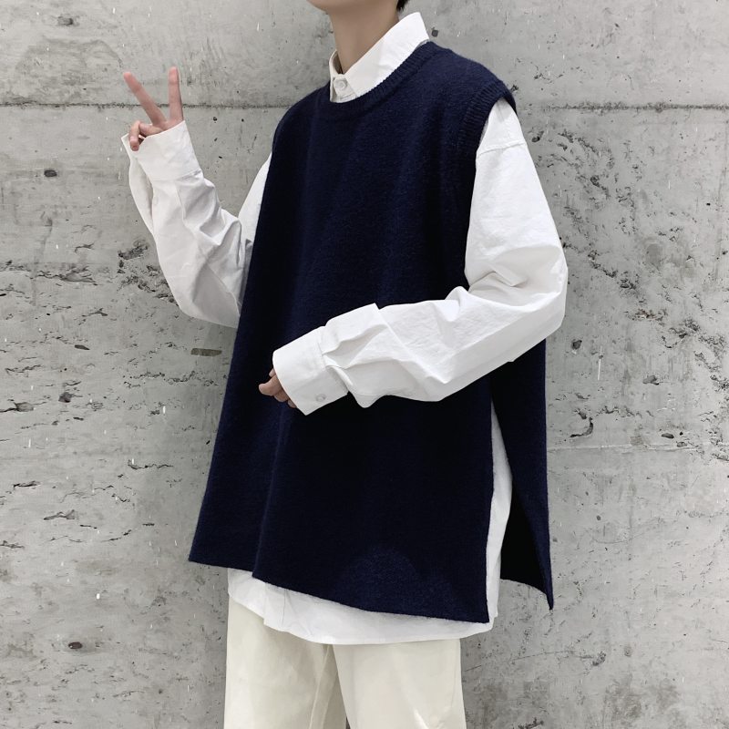 Hong Kong style autumn new vest waistcoat loose casual sweater sleeveless sweater