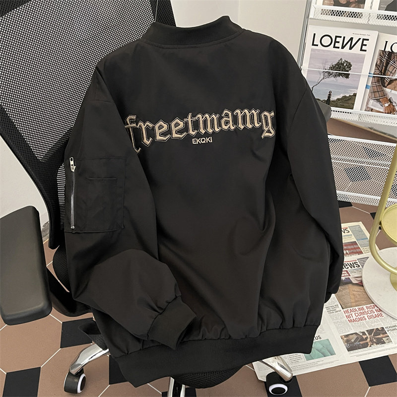 High quality spring men's baseball stand collar jacket letter embroidered patch casual jacket