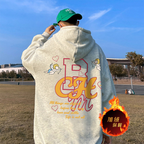 500g heavyweight autumn and winter American style velvet thickened sweatshirt jacket