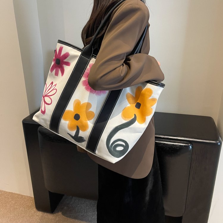 Canvas bag women's large capacity new fashion autumn versatile shoulder bag cloth bag class commuting tote bag