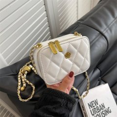 High-end texture niche style small bag for women new rhombus chain shoulder bag spliced ​​casual hand bag