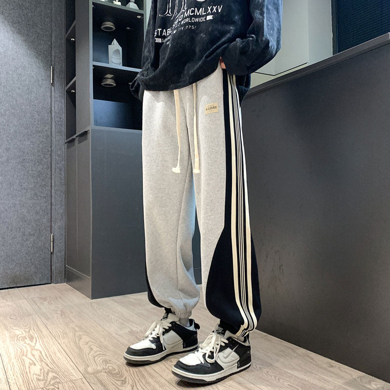 Casual pants men's autumn and winter new Hong Kong style loose leggings youth student sweatpants