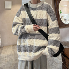 !  Striped sweater men's thickened twist sweater men's knitted sweater men