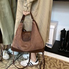 High-end backpack women's 2024 autumn and winter new fashion retro one-shoulder armpit bag commuter soft leather tote bag