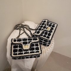 New style small fragrant style braided women's bag Korean style ins style retro fashion shoulder bag chain small square bag