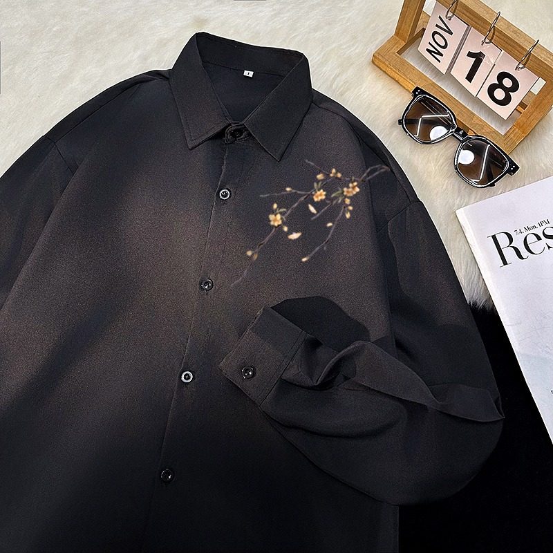 New Chinese style long-sleeved shirts for men in spring and autumn, oversized shirts, Chinese style handsome jackets