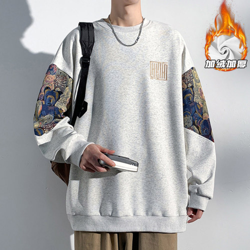 Plus velvet light and shadow wall large size true super velvet 180g sweatshirt