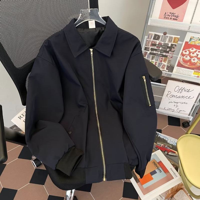 Autumn men's jacket workwear zipper pocket loose casual jacket