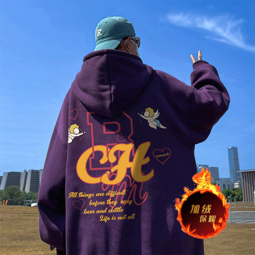 500g heavyweight autumn and winter American style velvet thickened sweatshirt jacket