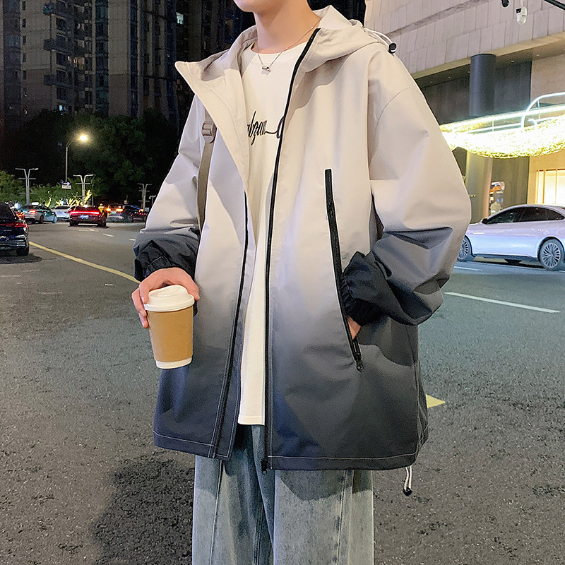 New style two-open loose jacket men's gradient waterproof jacket