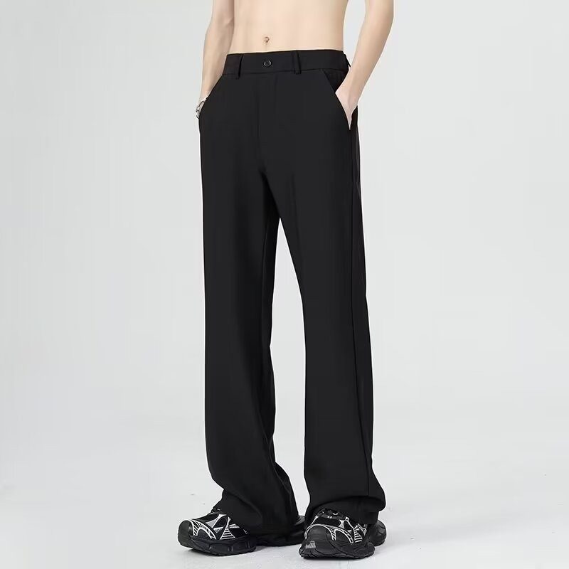 American retro drape trousers for men, high-end, men's elastic waist, slimming, no ironing, casual wide legs, very western