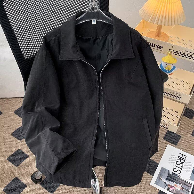 Hong Kong style autumn men's zippered casual jacket