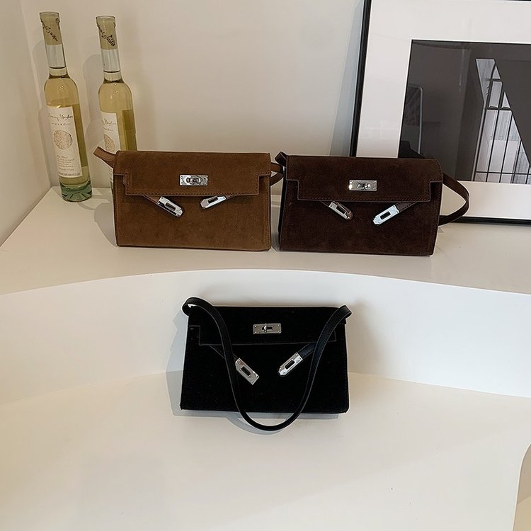 Shoulder bag women's autumn and winter new frosted Kelly bag fashionable versatile crossbody bag large capacity work commuter bag