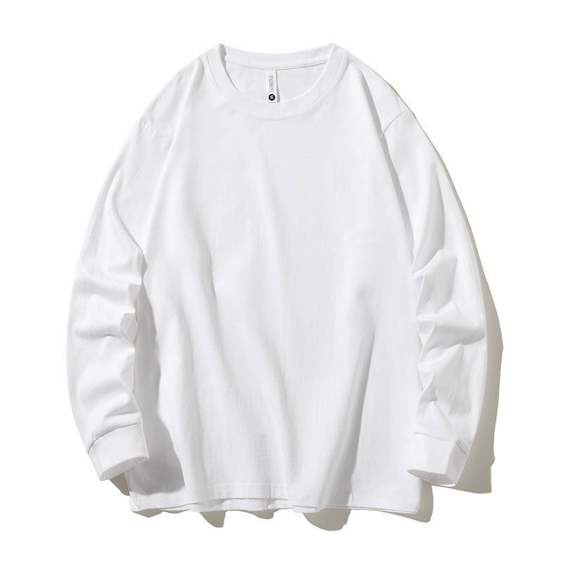 Autumn simple round neck solid color T-shirt bottoming shirt 100% combed tight silo