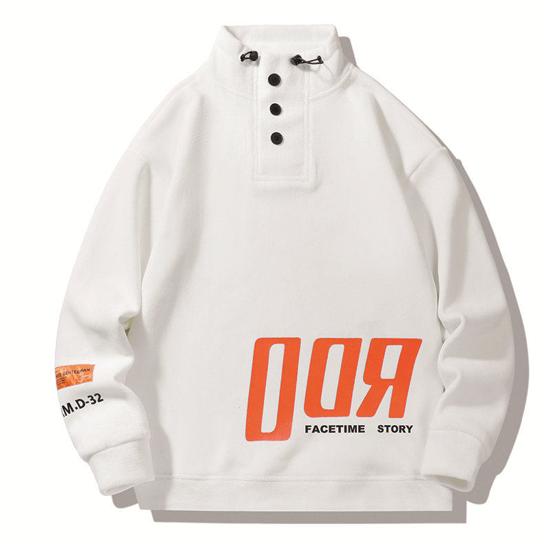 Ollie velvet turtleneck men's autumn and winter pullover embroidered sweatshirt jacket
