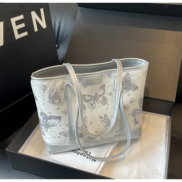 2024 New New Chinese Style Bag Women's Large Capacity Commuting Bag Versatile Butterfly Casual Shoulder Bag Tote Bag
