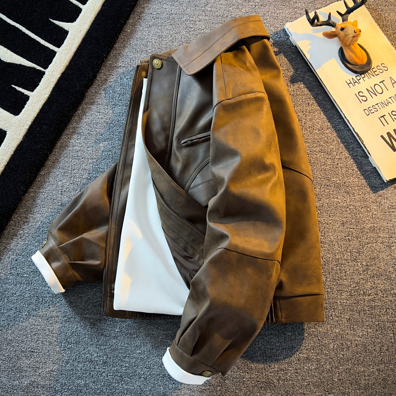 Spring and autumn new trendy high-end casual motorcycle pu leather motorcycle jacket