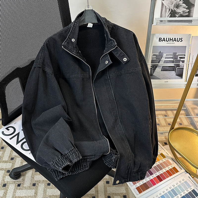 Spring and Autumn Trendy Brand Pi Shuai Retro Versatile Washed Stand Collar Denim Jacket