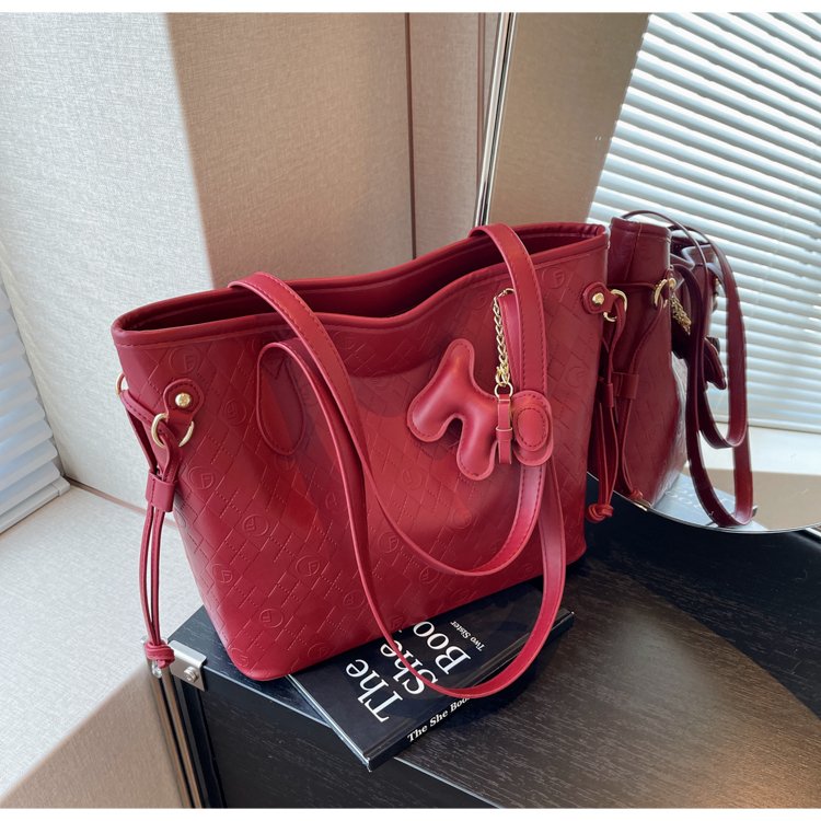 Popular tote bag for women large capacity 2024 new bag red wedding bag high-end shoulder bag bridesmaid bride bag