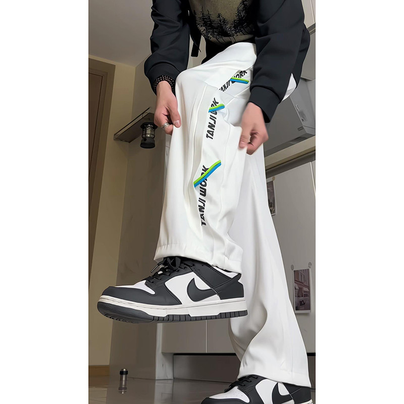 Ice silk large design sweatpants drawstring casual pants high street sports pants