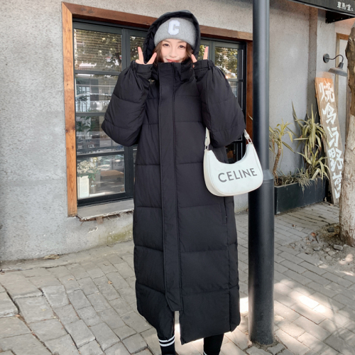 Chinese drama removable hooded long cotton coat 2024 winter new style loose thickened large size couple coat