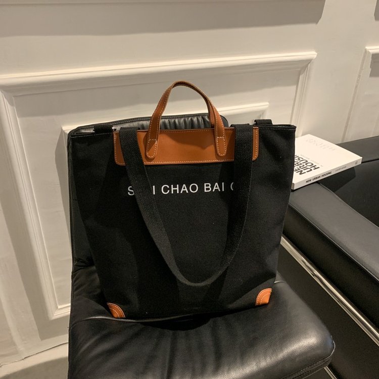 Canvas bag women's large capacity new fashion versatile one-shoulder crossbody bag cloth bag portable commuter tote bag