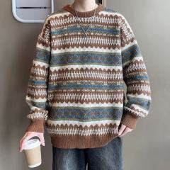 Lazy style sweater men's new fashion brand high-end striped sweater top jacket