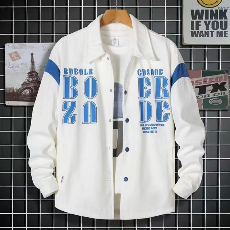High-quality corduroy long-sleeved shirt Hong Kong style Japanese loose thick autumn and winter long-sleeved shirt jacket