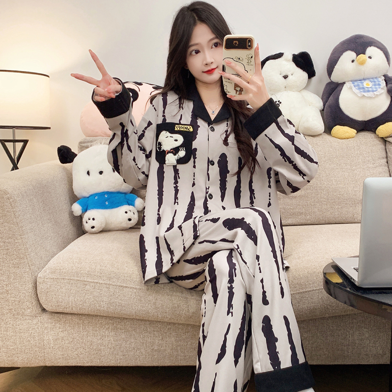 Autumn German Velvet Lapel Cardigan Long Sleeve Long Pants Pajamas Women's Suit Casual Home Wear