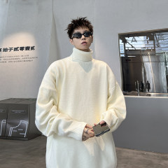New solid color turtleneck loose Japanese style outer sweater trendy brand handsome knitted sweater