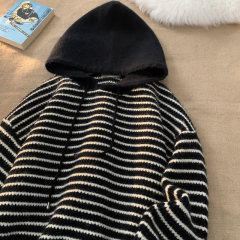 live streaming!  men's hooded striped sweater sweater