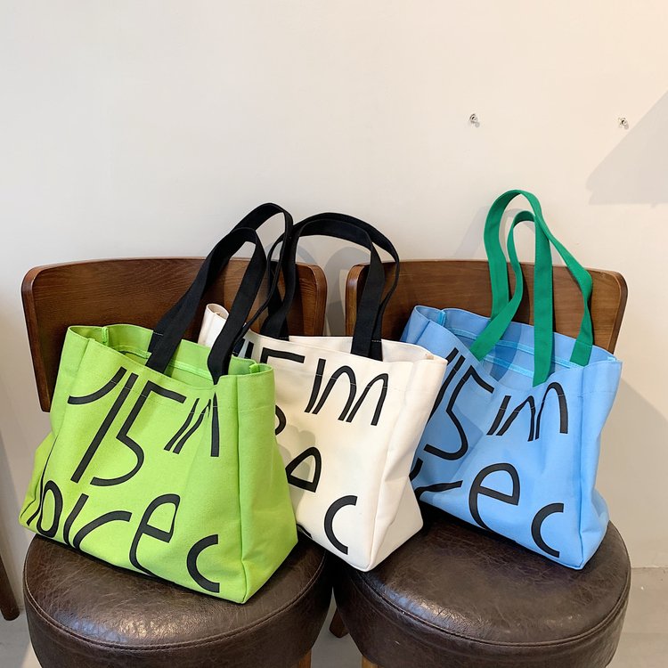 Casual canvas bag for women summer new trendy fashion tote bag versatile ins large capacity bag shopping bag