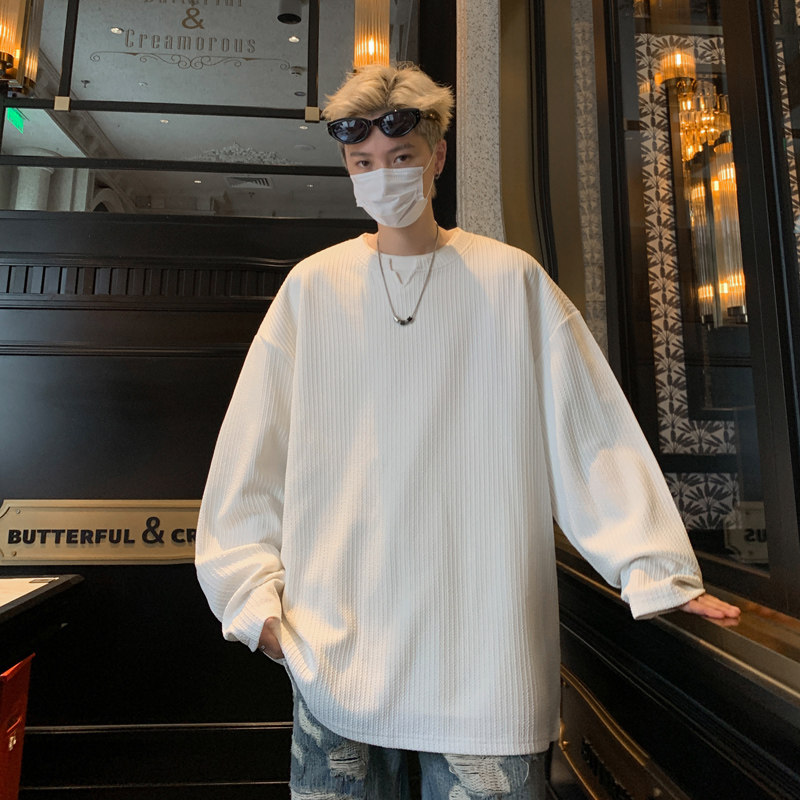 Large quantity and excellent quality for video Hong Kong style posing plus size V-neck long-sleeved T-shirt for men