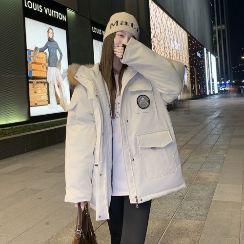 Workwear down cotton coat women's high-end style overcoming 2024 new detachable fur collar cotton coat mid-length winter jacket
