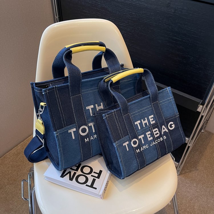 Large-capacity bag for women 2024 popular popular wide-band crossbody bag denim canvas versatile tote bag mommy bag for women
