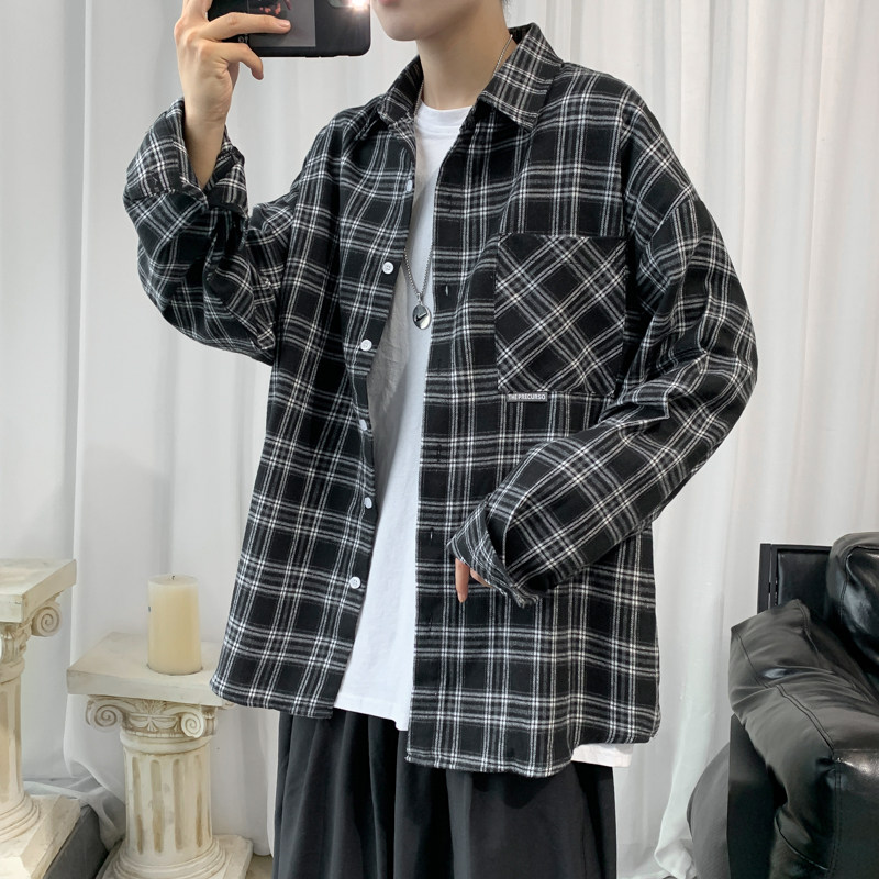 Long-sleeved shirt men's new autumn loose American style shirt jacket