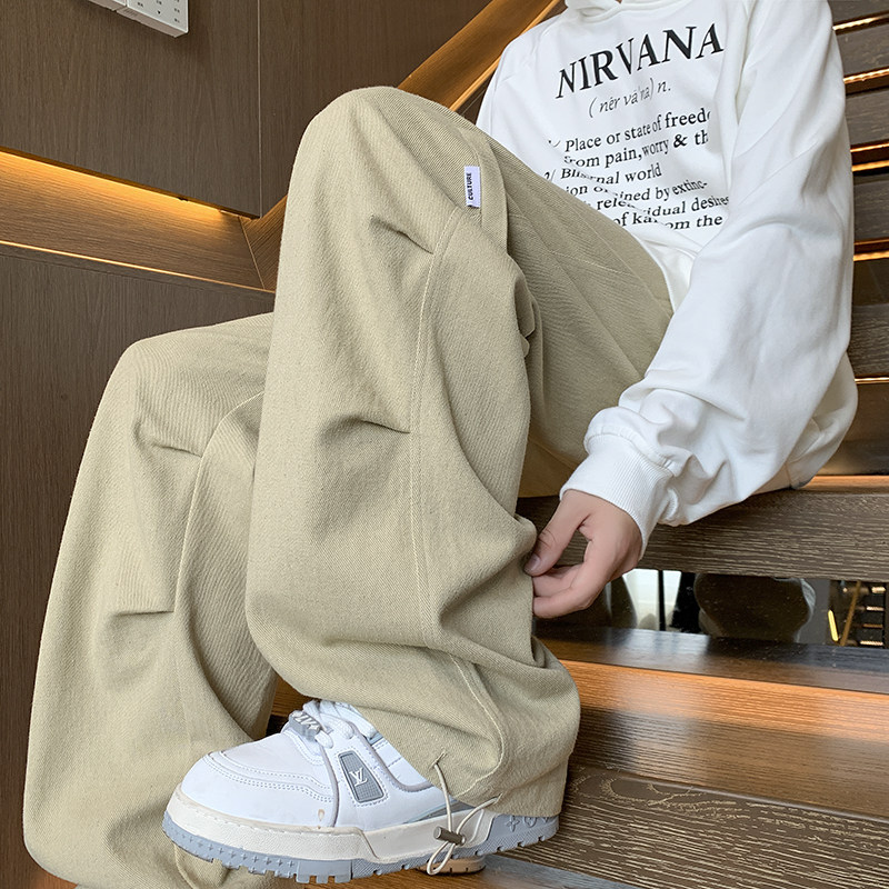 New Autumn Washed Workwear Pleated Casual Pants