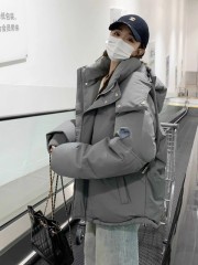 New hot style gray love down jacket female student bread coat thickened off-season coat winter