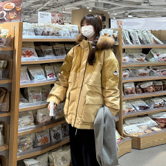 Couple's Workwear Down Jacket Women's 2024 New Mid-Length Real Fur Collar Thickened Pie Overcome Winter Jacket