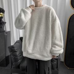 Premium sherpa sweatshirt men's round neck 2023 autumn and winter new niche plush top