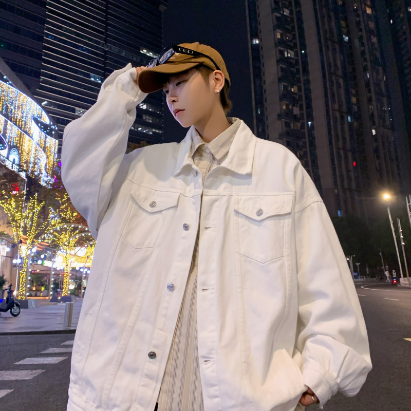 Autumn Hong Kong style loose washed denim jacket Korean style trendy versatile jacket top