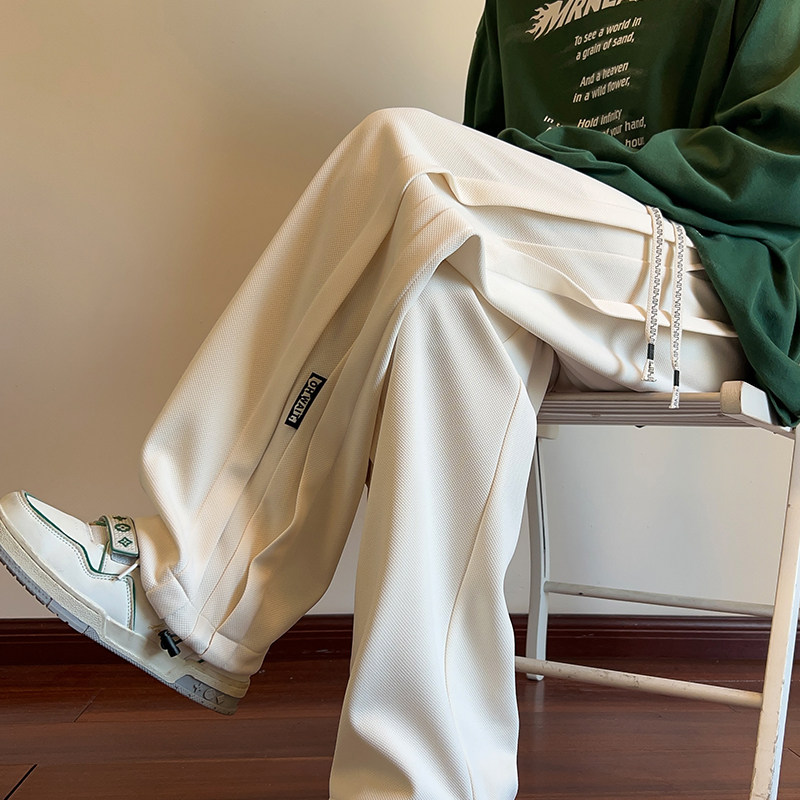 Autumn New Style Large Size Hong Kong Style Straight Pineapple Plaid Sweatpants Interior View