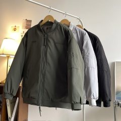 Winter men's baseball stand collar cotton coat with letter embroidery workwear pocket zipper cotton jacket casual jacket