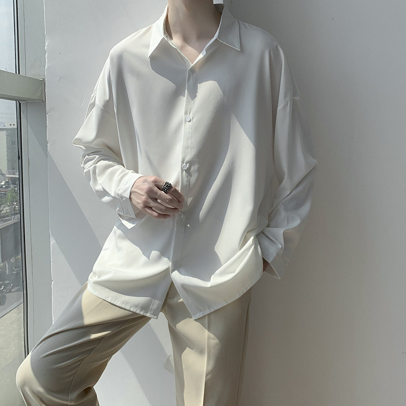 Spring and summer solid color inner long-sleeved shirt for men, abstinent and coquettish outdoor shirt